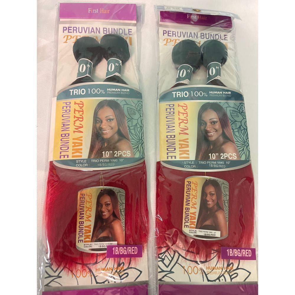 Perm Yaki Peruvian Bundle 2‎ pack- 100% Human Hair Extension Set